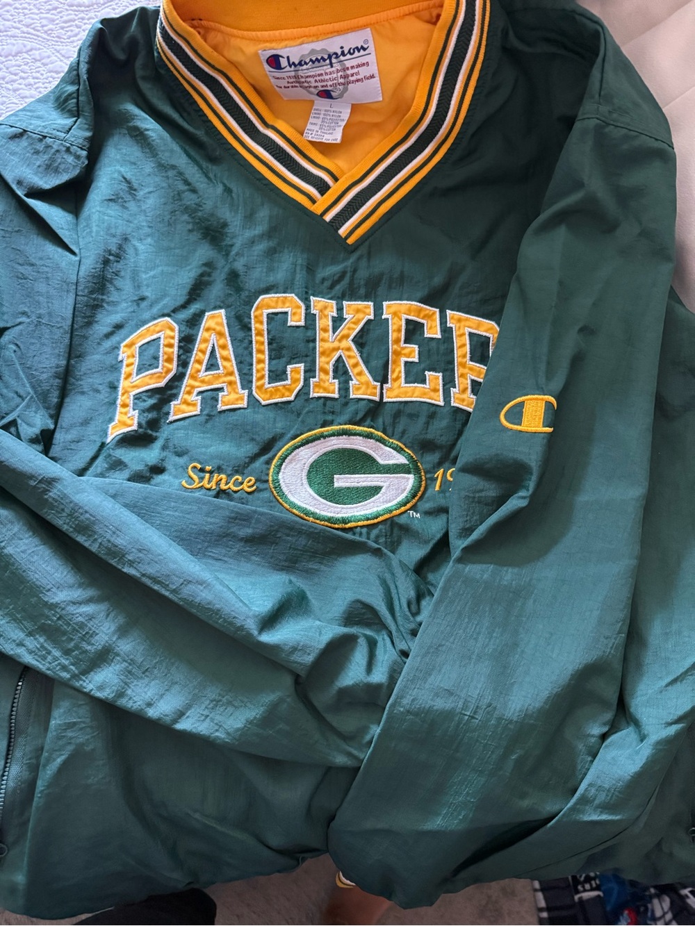 Champion Green & Yellow Green Bay Packers Pullover Windbreaker